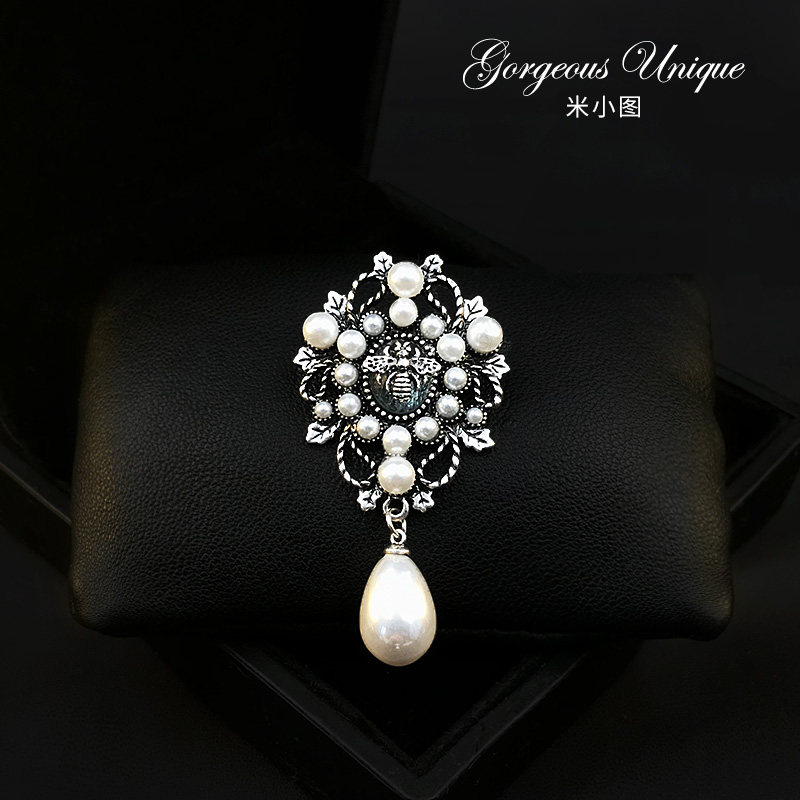 @米小图 高档复古领口胸针 灵动流苏领结胸花礼服配饰 810