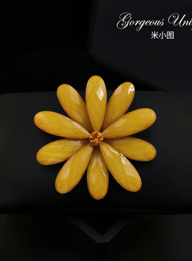 2087 米小图秋香金层叠花朵胸针对称复古精致奢华胸花别针配饰女