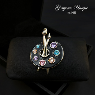 毛衣外套配饰 精致高档胸花别针西服西装 1195 美术艺术调色盘胸针