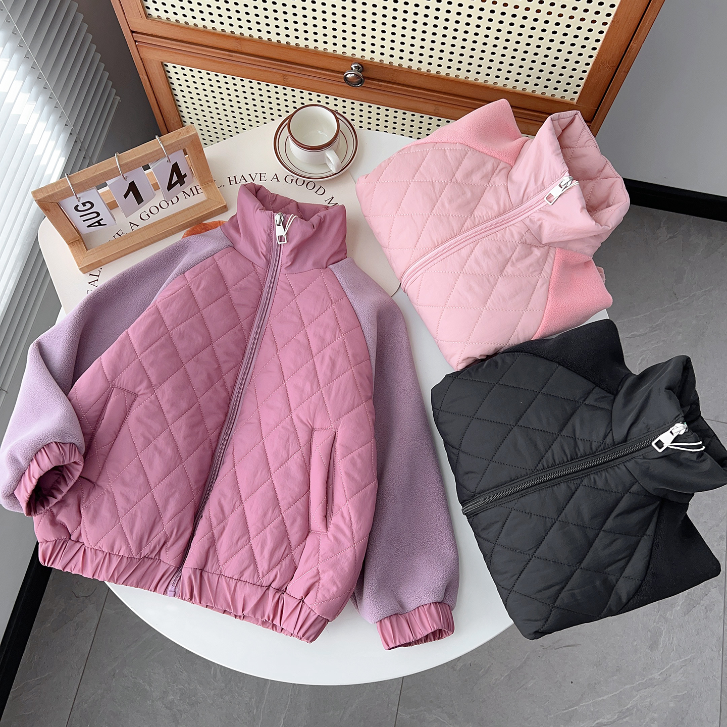 男女童保暖拉链开衫夹克棉衣