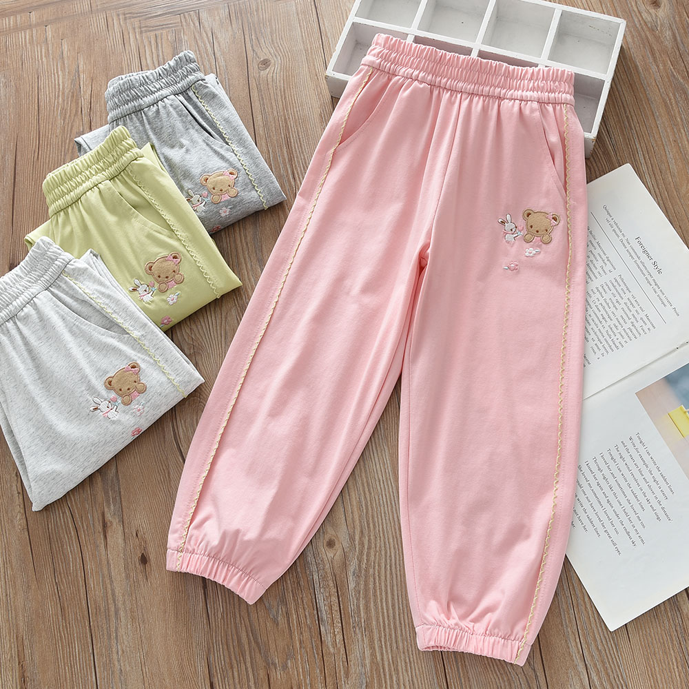 女童春夏款纯棉薄运动裤