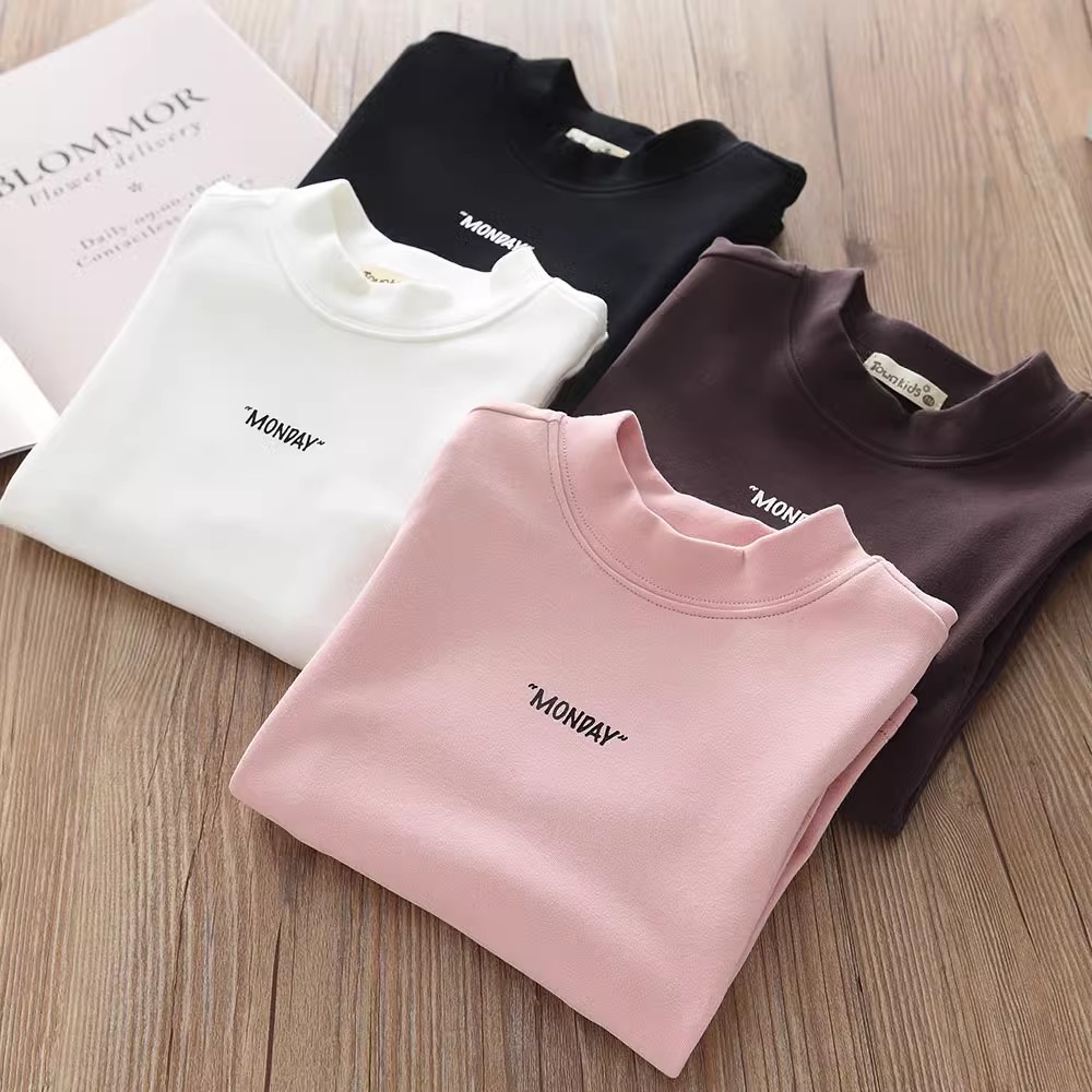 纯棉男女童半高领打底衫