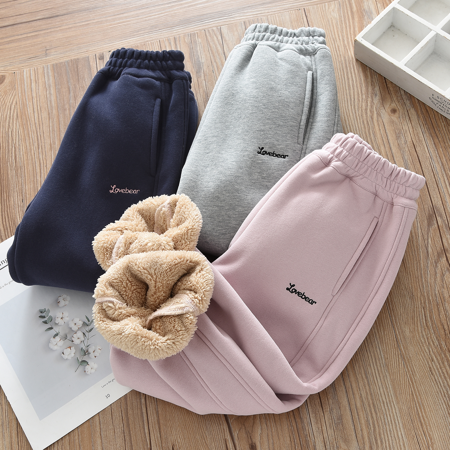 女童保暖加绒运动裤卫裤