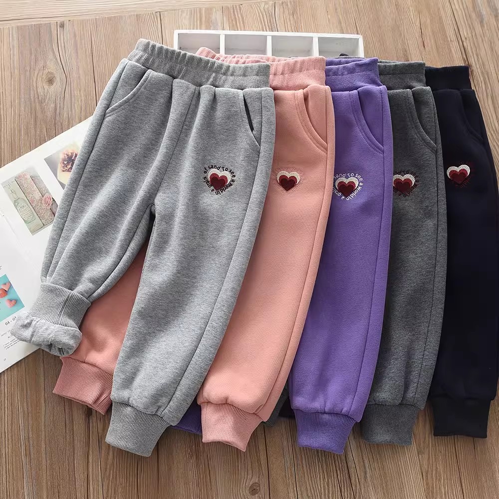 女童秋冬款纯棉双层运动裤夹裤