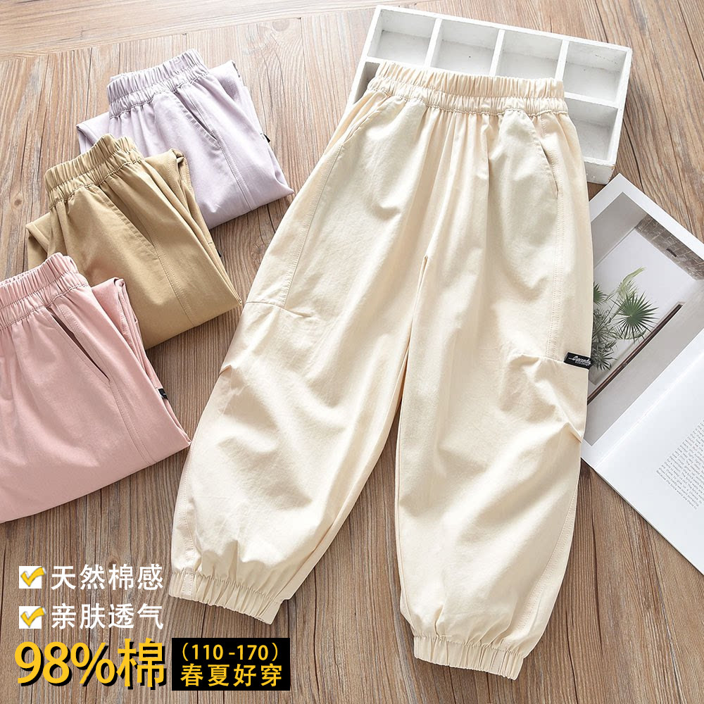 女孩夏秋款纯棉工装裤图片