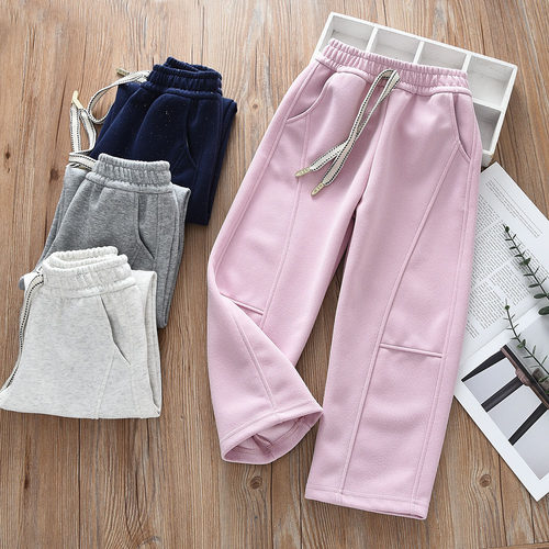 洋气童装春秋款儿童女童棉质弯刀裤宝宝中大童亮片休闲运动卫裤