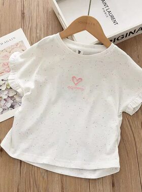 女孩夏款彩点爱心T恤衫