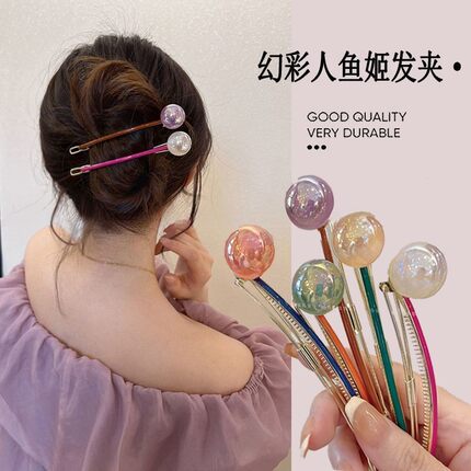 敲甜~可爱棒棒糖发夹女后脑勺高级感盘发圆球一字夹横夹洋气头饰