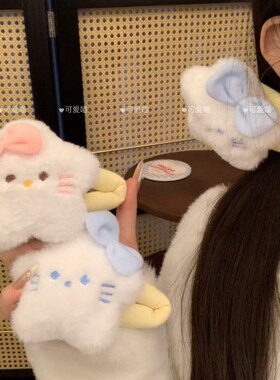 新款蝴蝶结毛绒星星猫咪掰掰夹玩偶公仔大肠学生可爱发夹发饰