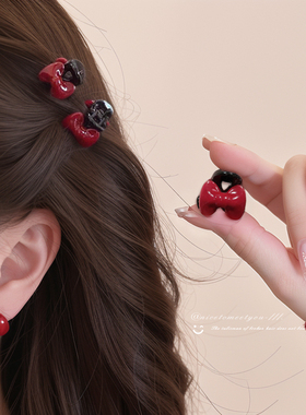 新年红色蝴蝶结小抓夹女2025新款公主头发夹刘海夹子侧边发卡头饰