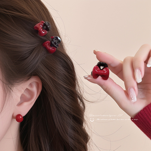 新年红色蝴蝶结小抓夹女2025新款公主头发夹刘海夹子侧边发卡头饰