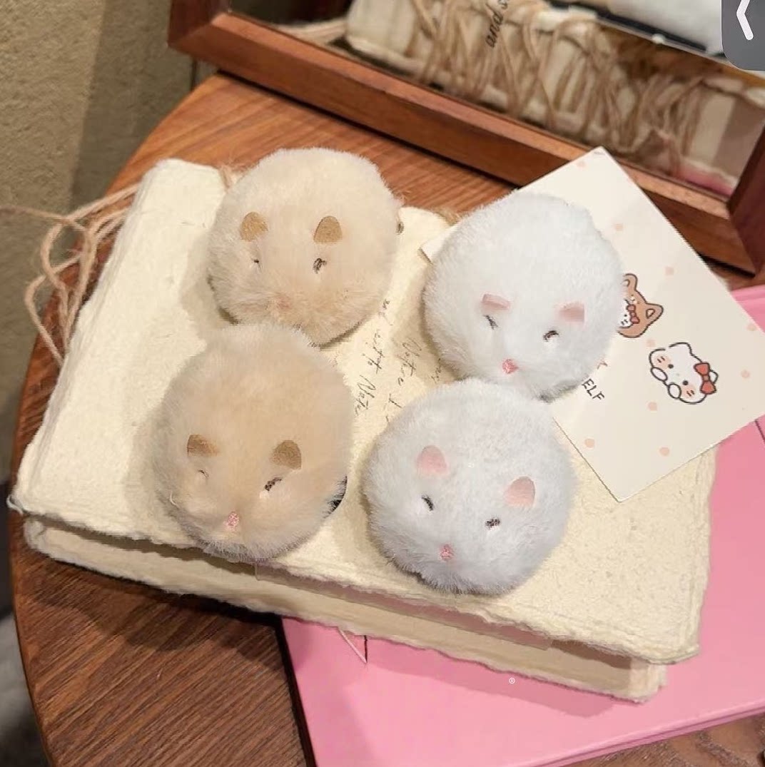 毛茸茸软乎小仓鼠发绳创意可爱日系卡通仓鼠头绳少女心双马尾发饰