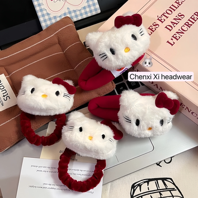可爱毛绒Kitty蝴蝶结发夹