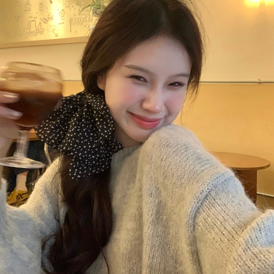 法式复古波点蝴蝶结抓夹小号鲨鱼夹半扎发夹气质百搭发饰韩系头饰