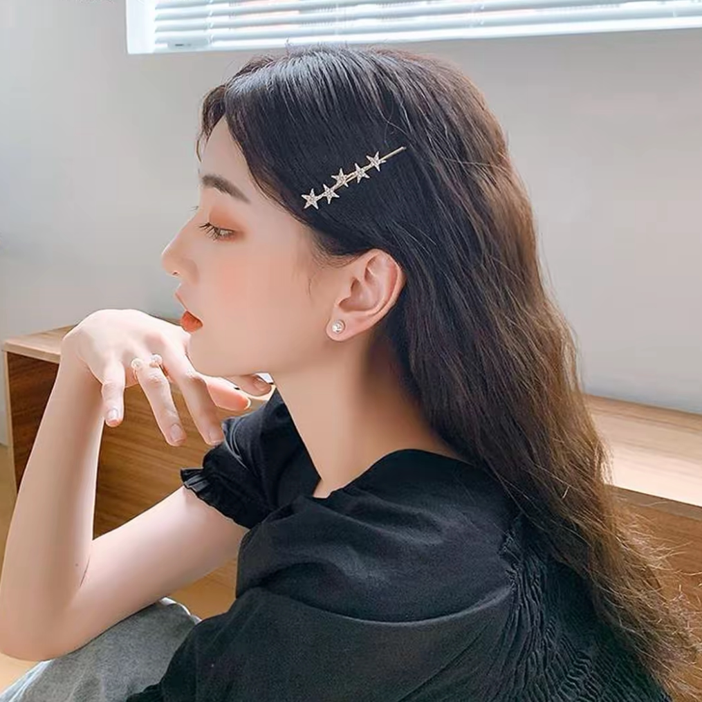小众新款气质发夹简约风星星一字夹顶夹刘海夹边夹发卡少女夹子头