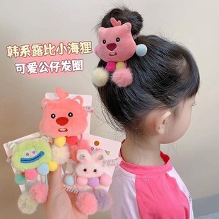 儿童头绳可爱海狸发圈毛线卡通绿色怪兽皮筋女孩扎马尾丸子头发饰