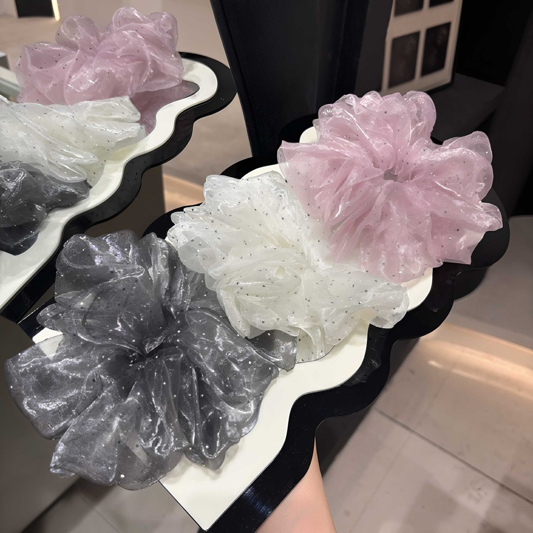 烫钻闪闪满天星高级感纱布蓬松大肠发圈饱满后脑勺丸子头马尾头绳