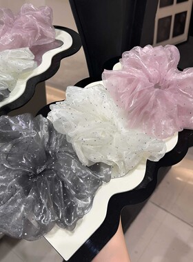烫钻闪闪满天星高级感纱布蓬松大肠发圈饱满后脑勺丸子头马尾头绳