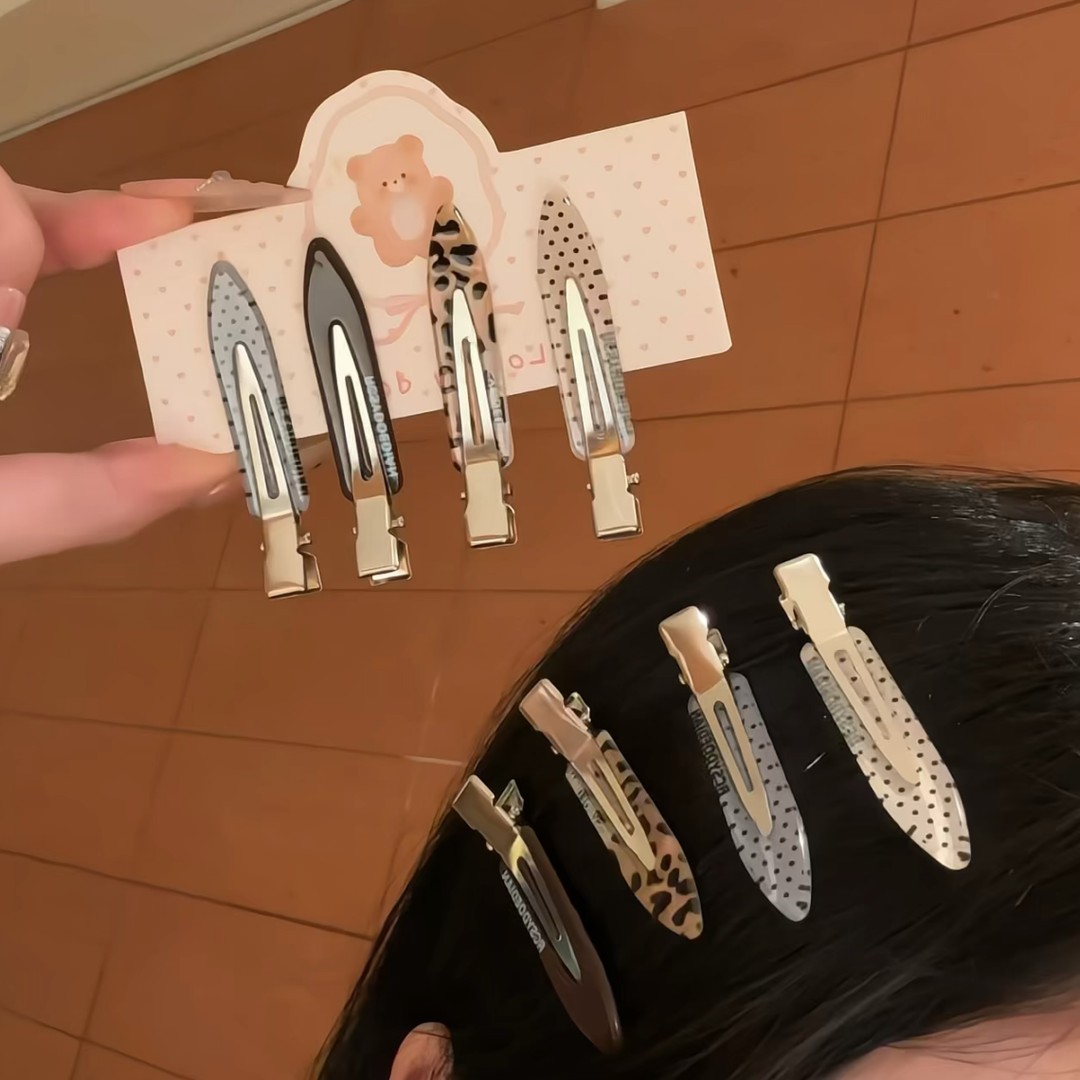 复古细款无痕夹豹纹波点刘海夹小众高级感少女鸭嘴夹化妆碎发发夹