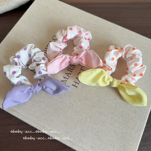 夏季儿童发圈兔耳朵波点大肠圈宝宝头绳韩版小女孩马尾丸子头皮筋