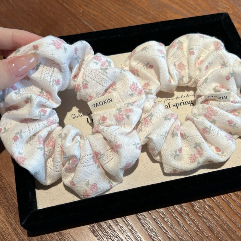 梅子蜜粉女碎花大肠发圈温柔韩系高级感头绳扎马尾发绳发饰头饰品