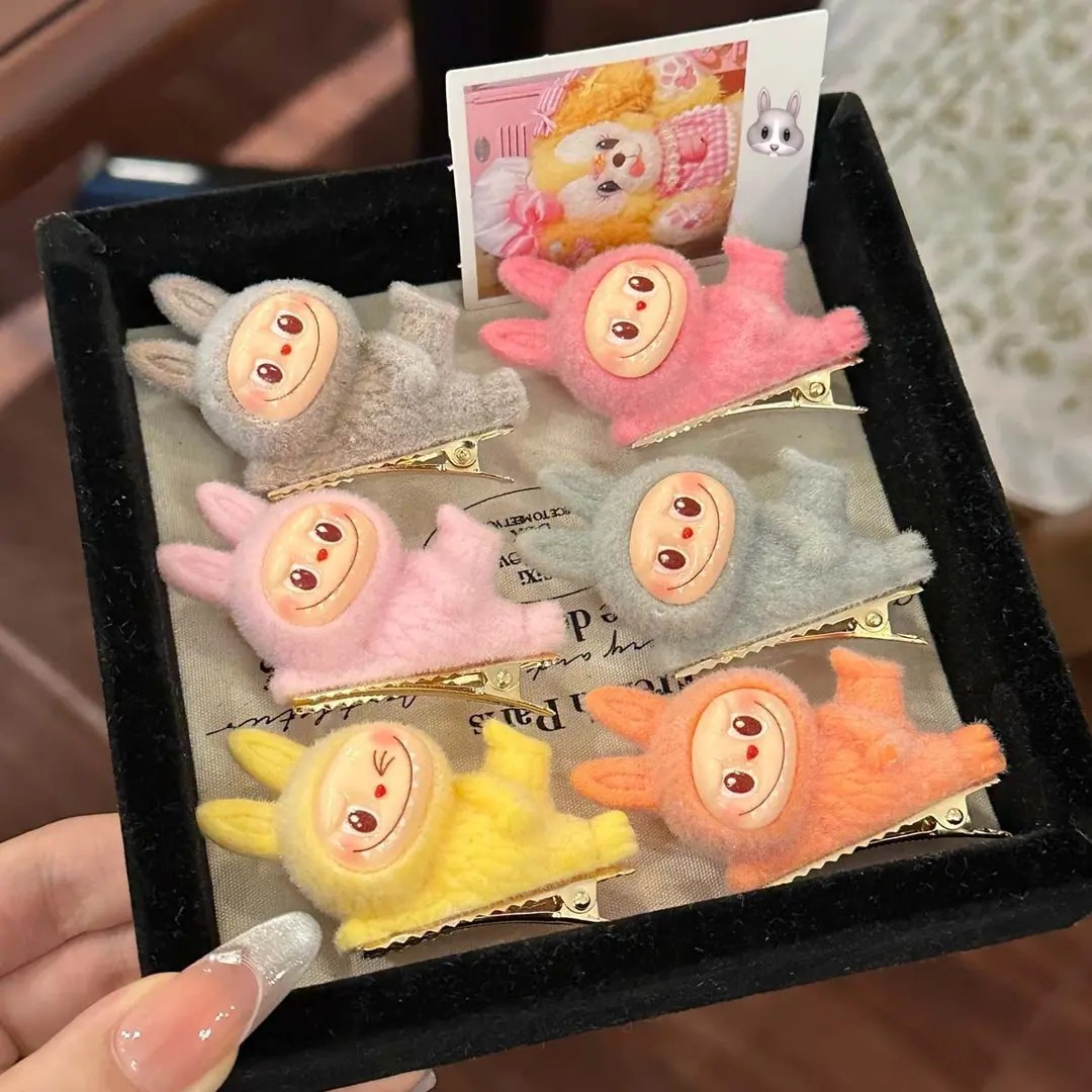 拉布布小公仔躺姿发夹可爱少女心侧边刘海夹鸭嘴夹卡通发饰女