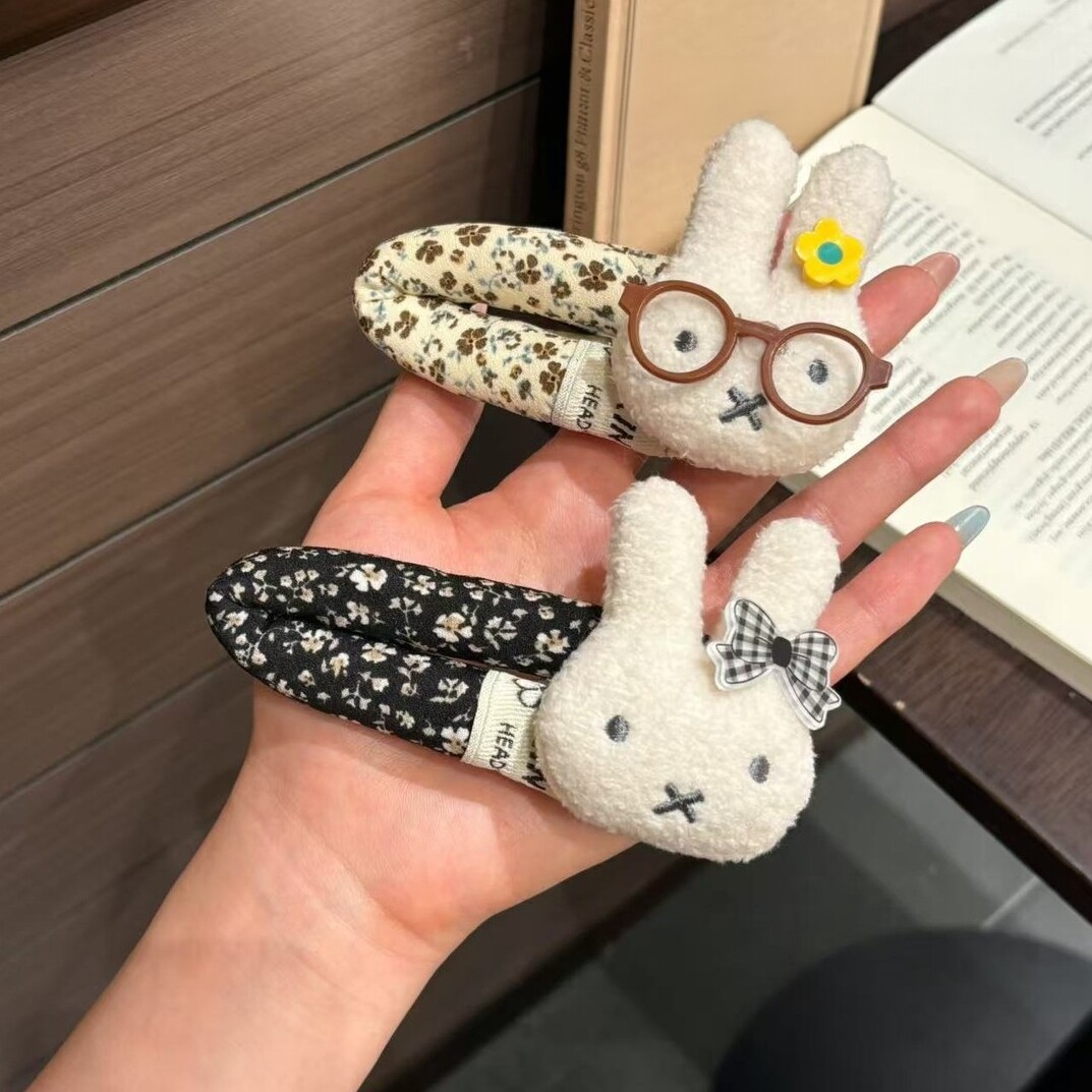 奶咖碎花米菲大号卡通鸭嘴发夹秋冬新款可爱少女头饰刘海盘发发饰