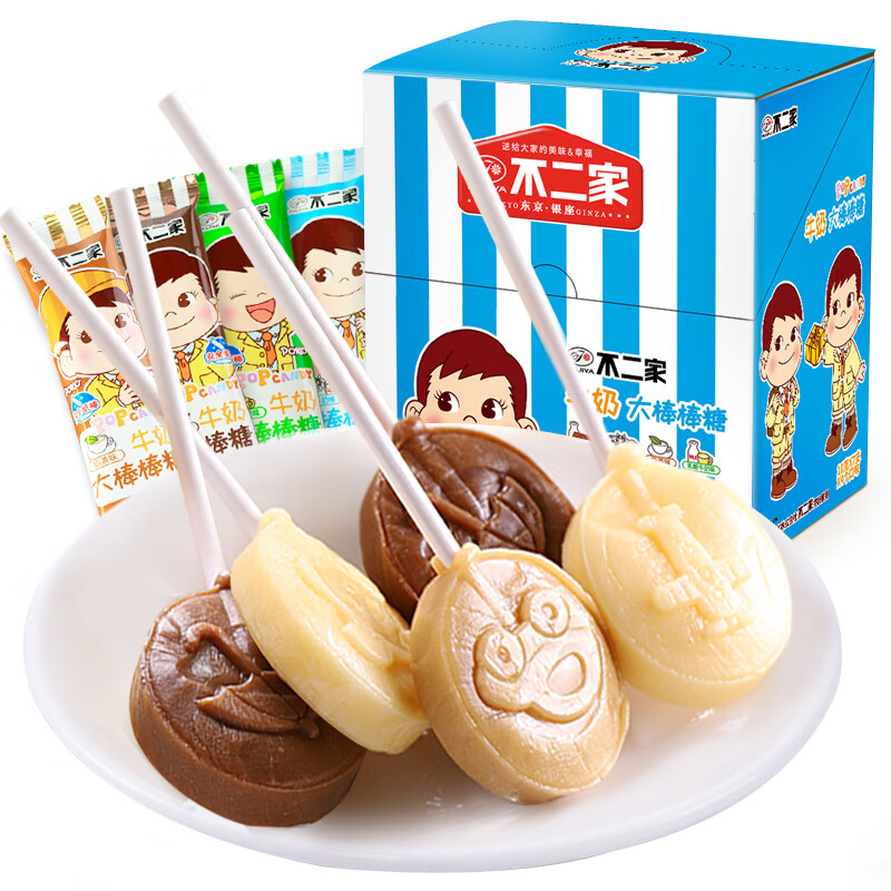不二家牛奶水果大棒棒糖280g整盒