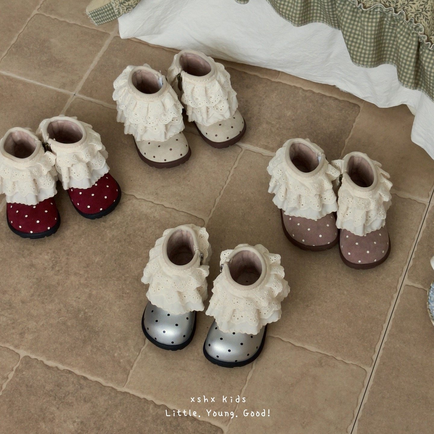 SHE IS EMMA秋冬新款 烛光盛宴儿童法式波点棉鞋 女童时尚短靴,童鞋/婴儿鞋/亲子鞋,棉靴,淘宝优惠券,粉丝福利购,淘宝优惠卷