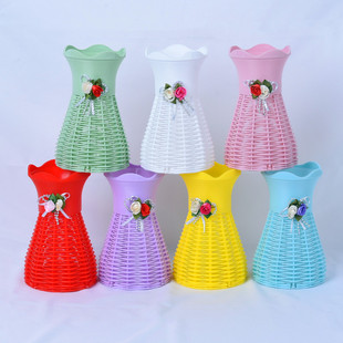 欧式 饰摆件 桌面塑料花瓶干花插花瓶家居防摔小花篮仿真花电视柜装