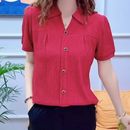 气质上衣大码 新款 衬衫 时尚 外套T恤 女polo领纯色百搭休闲减龄短袖