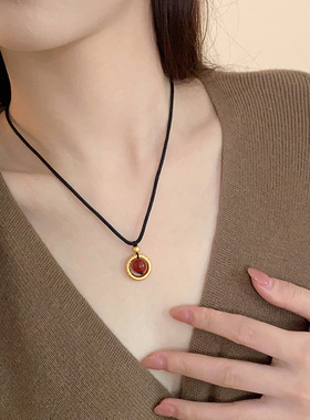 红豆转运珠平安扣女款新中式复古毛衣链项链