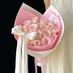 全国小时达新款法式雪缎蝴蝶结花束生日礼物芍药鲜花束配送上门