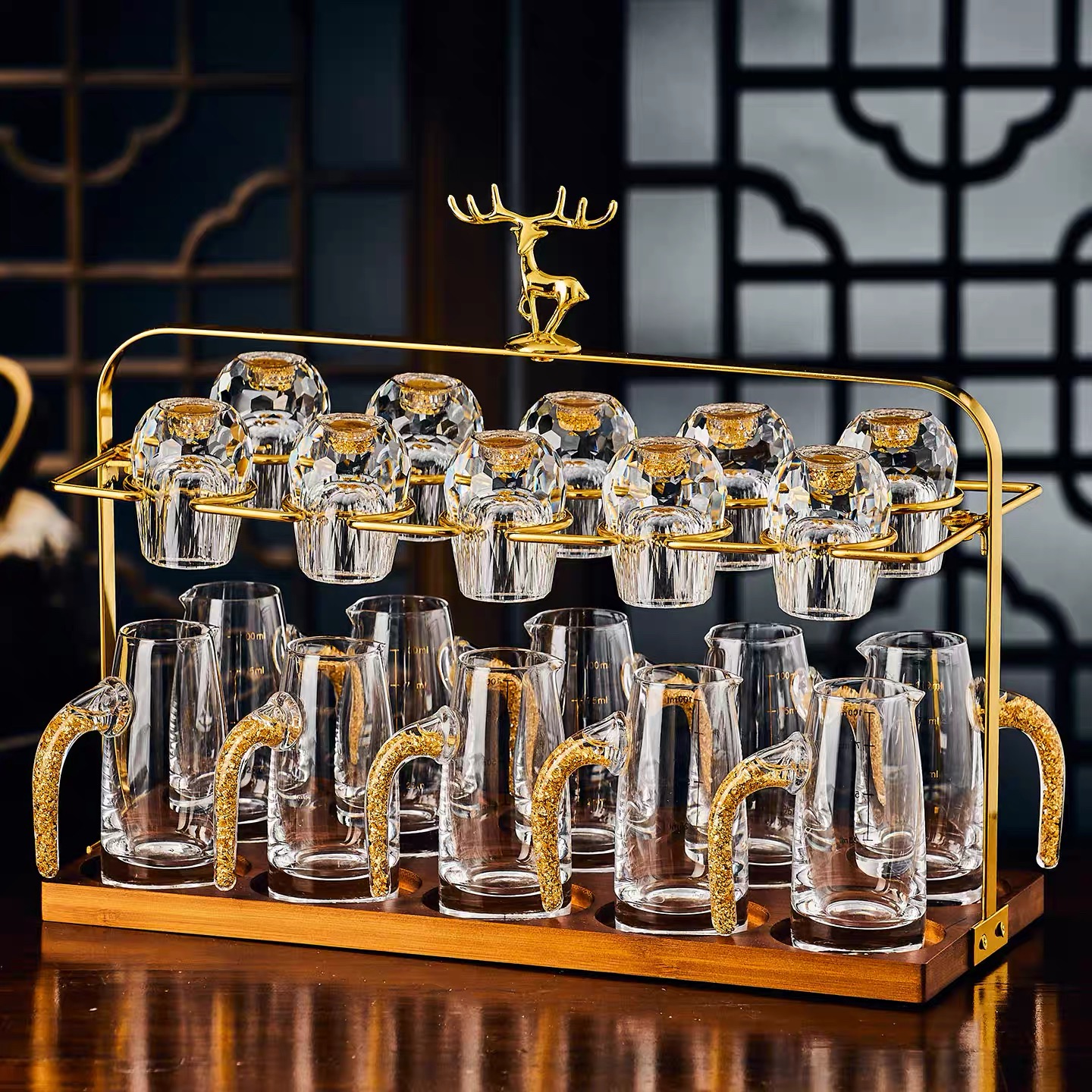 钻石金箔白酒杯家用中式分酒器