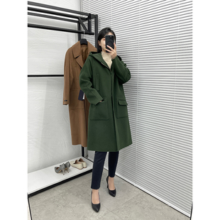 CHIO STUDIOS原单澳洲长绒毛面料女士连帽双面手缝羊毛大衣048