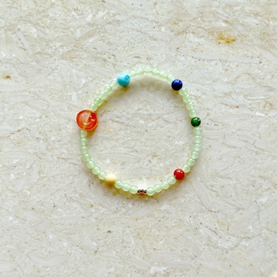 天然和田玉小清新多宝笑脸手链