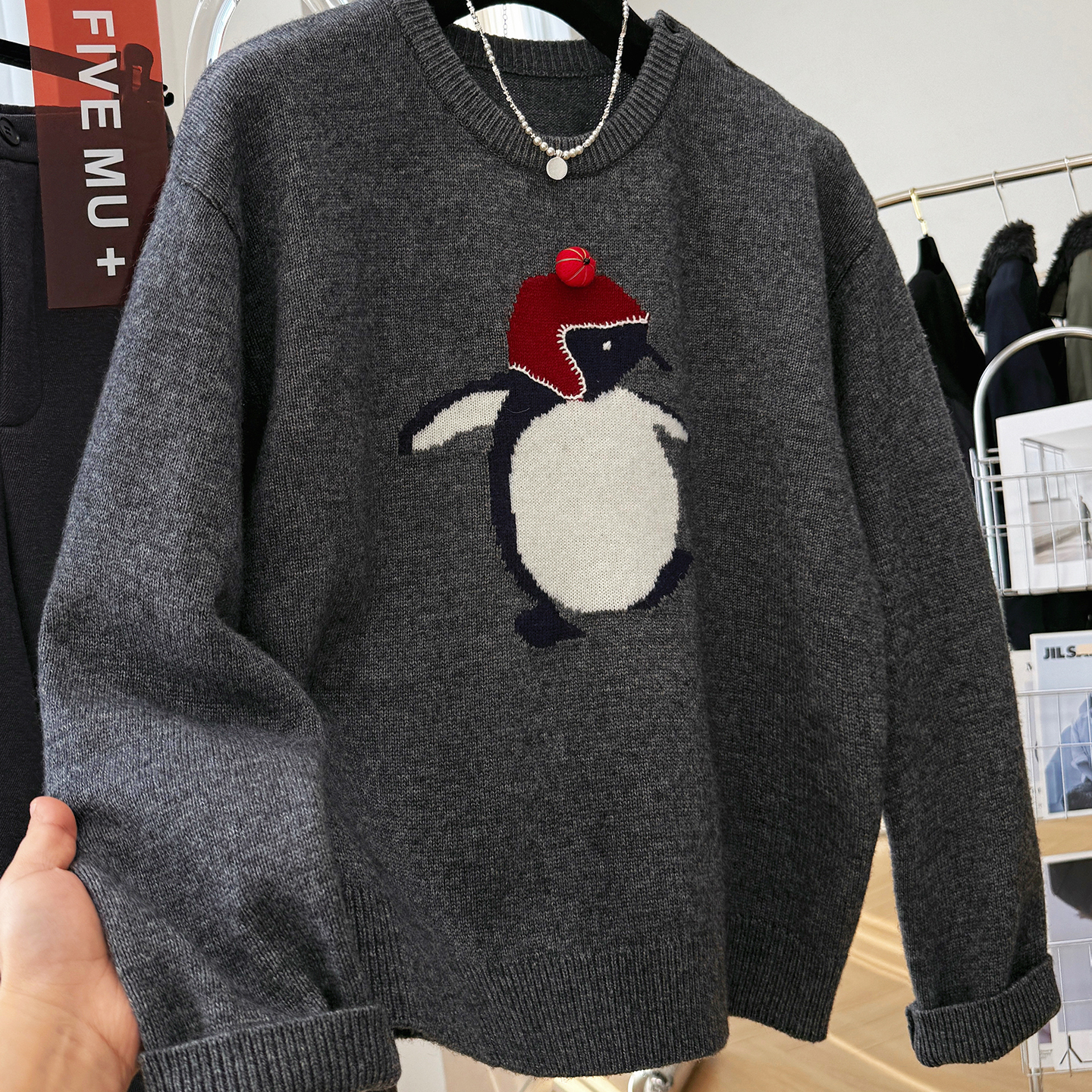 高级感韩系卡通套头毛衣女秋冬