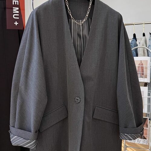 高级感气质名媛v领西装外套女春
