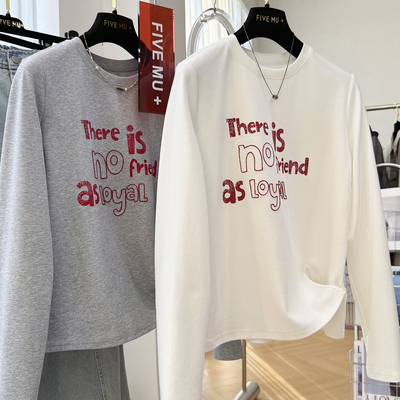 2026字母长袖T恤女设计感打底衫