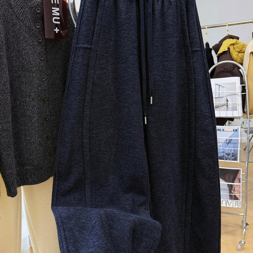 韩系加绒加厚休闲裤女冬季卫裤