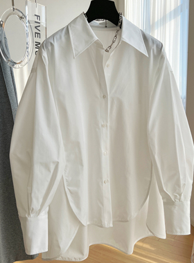 欧洲站春装羊腿袖宽松长袖白衬衫女春秋设计感小众薄款防晒上衣潮