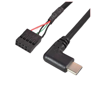 杜邦USB插针2.54转typec端子线弯头直角90度机箱副屏供电源线电脑主板9P/5P杜邦线插针9针转type-c手机数据线