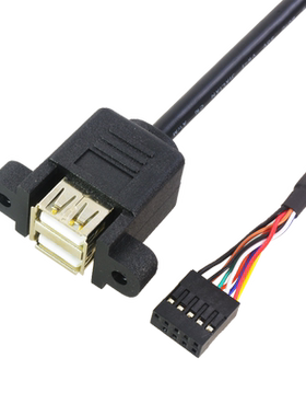 9针转USB带螺丝孔双口连体USB2.0