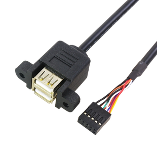 带螺丝孔双口连体主板9针转USB2.0两口挡板扩展线杜邦9Pin转USB双层母头连接线杜邦2.0转USB带耳朵数据线9pin
