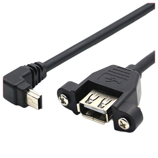 带螺丝孔T型口迷你mini USB转USB2.0母可固定typec转USB母带耳朵上下左右弯头直角90度安卓micro USB数据供电