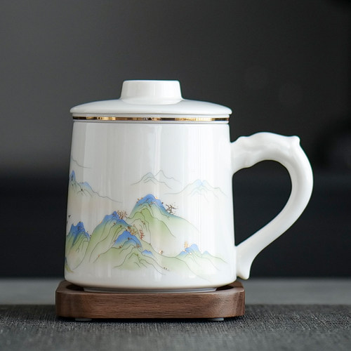 德化白瓷马克杯轻奢羊脂玉瓷茶杯