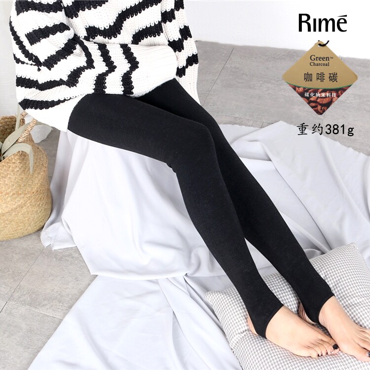 rime秋冬新款咖啡碳保暖一体袜裤踩脚弹力加绒加厚裤袜子1q35096