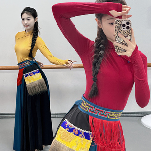 藏族舞蹈演出服民族舞蹈服上衣蒙古舞表演服藏舞练功服艺考大摆裙