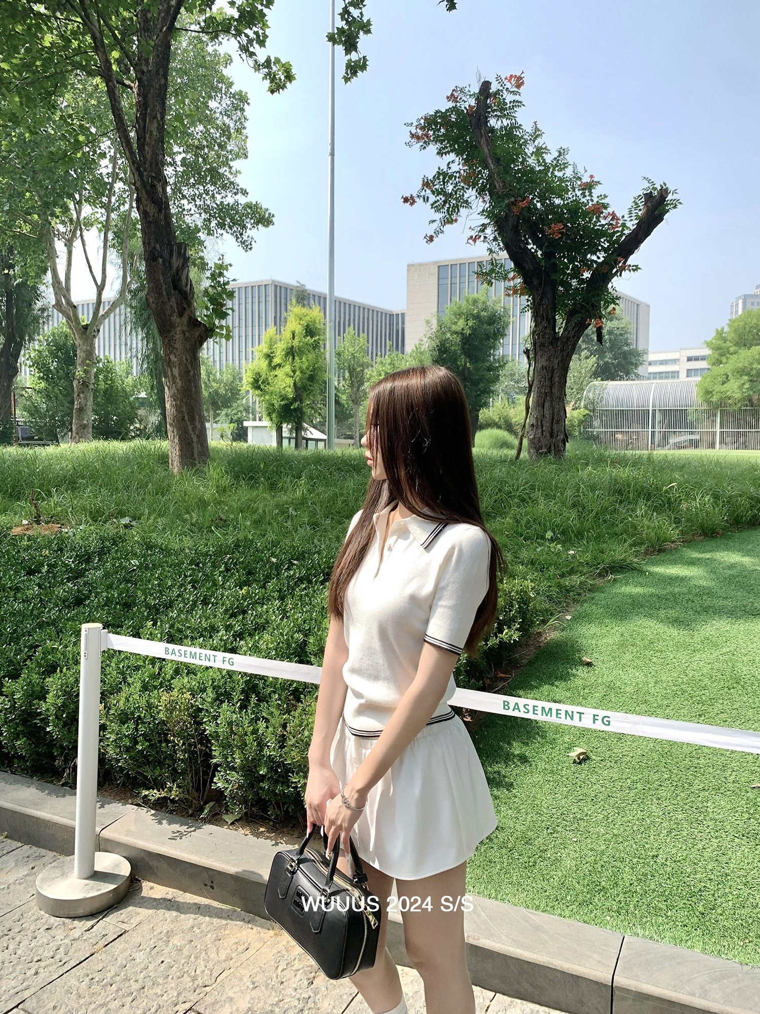 WUUUS [로렌스] MIU 스타일 여아 폴로 셔츠 니트 라펠 탑 여성 모직 반팔 스포츠 스타일