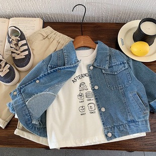 洋气夹克上衣秋季 日系童装 儿童春秋款 男童秋装 牛仔外套2025新款
